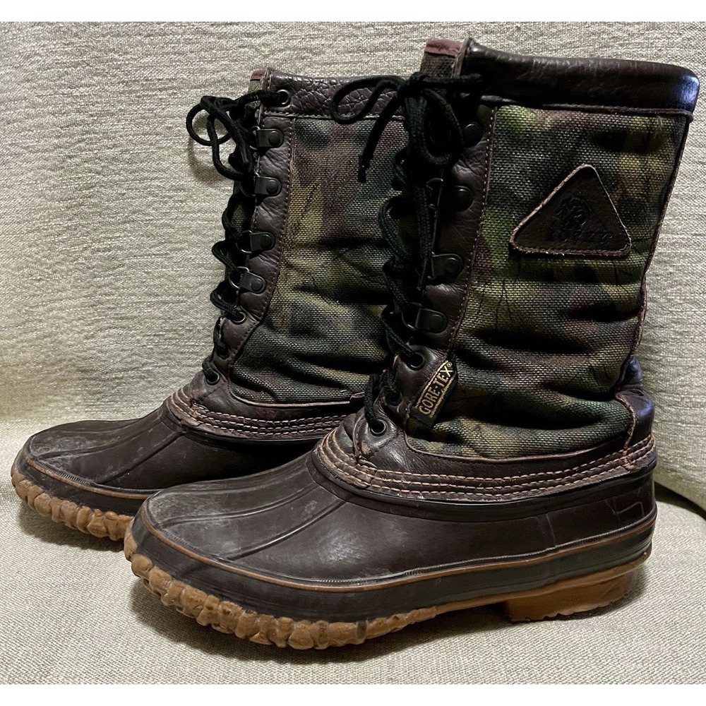 VTG Rocky Sz 9 W WIDE Camo Gore Tex Waterproof Hunting Duck Boots USA
